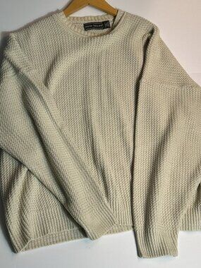 VTG David Taylor Cream Textured Knit Sweater Mens 3XL